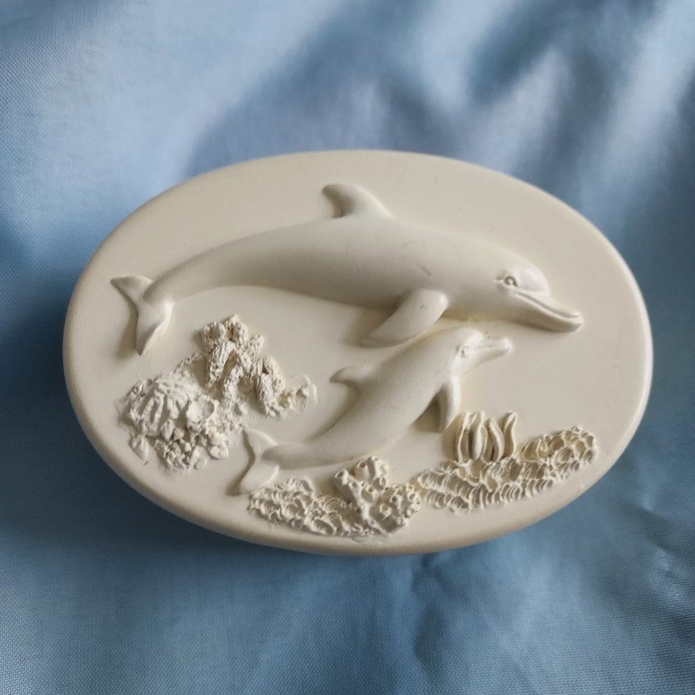 ANGELSTAR Wishing carved  Dolphin Trinket Box - (Ocean Sea Life Beach Coastal)